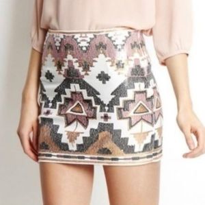 Express Aztec Sequin Skirt
